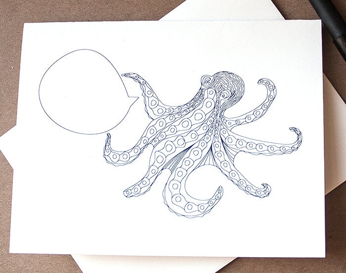 Customizable Octopus Greeting Cards (Set of 8)
