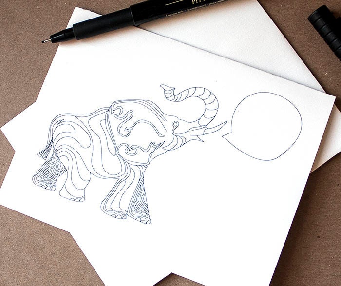 Customizable Elephant Greeting Card - Single