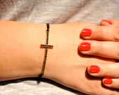 1 Gold or Silver Adjustable Cross Charm Bracelet