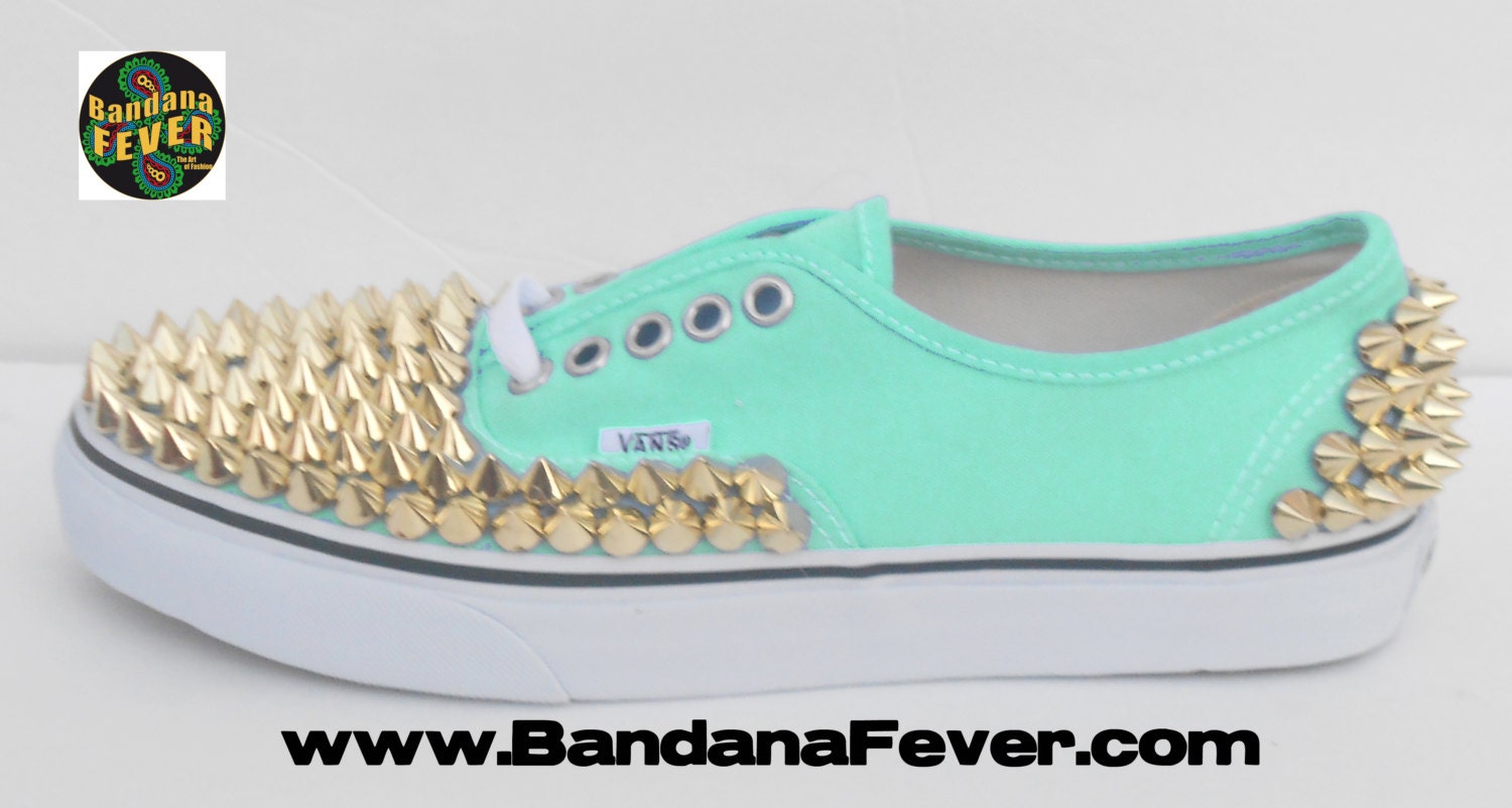 Vans Authentic Pool Green Gold Round Pyramid Studs