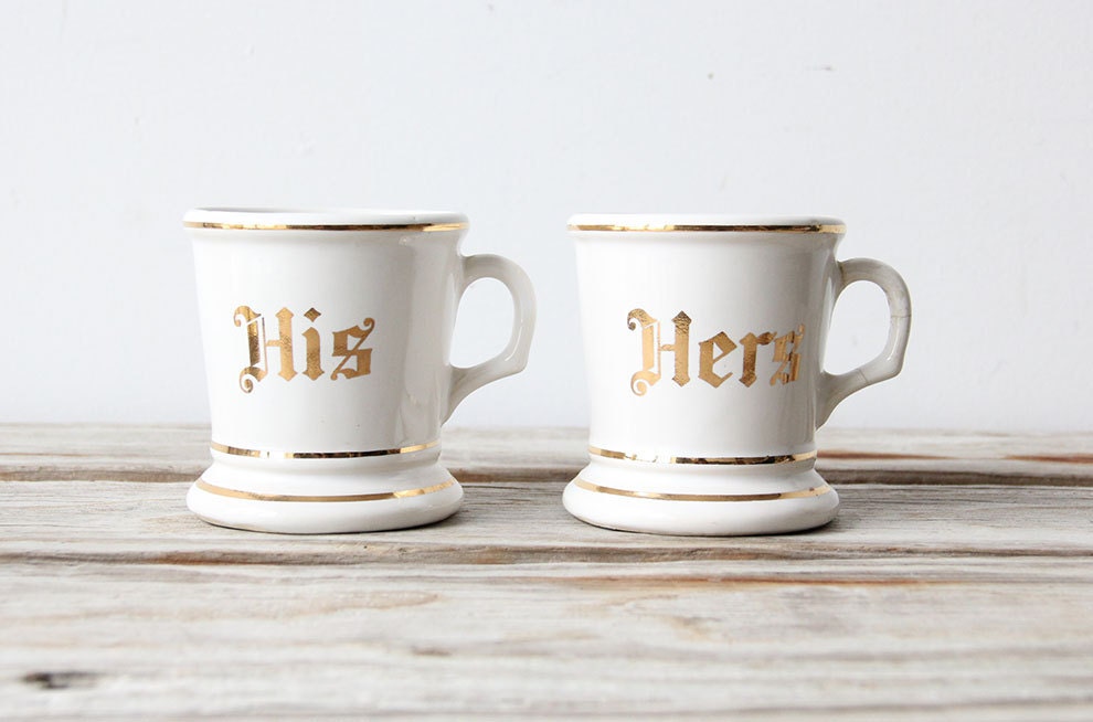 His & Hers Gold Mugs. Wedding Gift