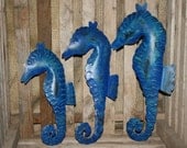 Metal Seahorses - Painted - Distressed  - Beach House Chic - Seaside Decor
