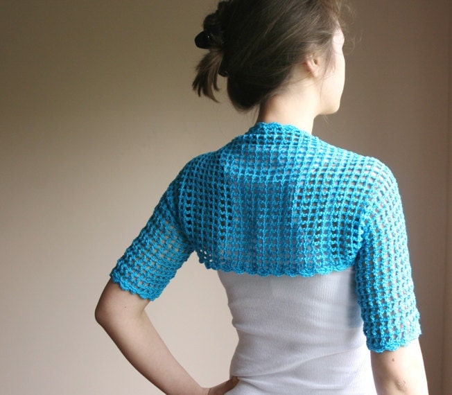 Aqua Bridal Cotton Shrug  - Bridal Bolero Cotton - Women Accessories - Spring Summer Fashion - Lace