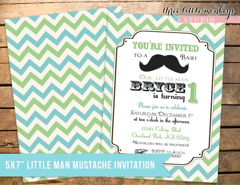 Vintage Little Man Mustache Bash, Moustache Bash or Barber Shop Invitation with or without a photo Il_170x135