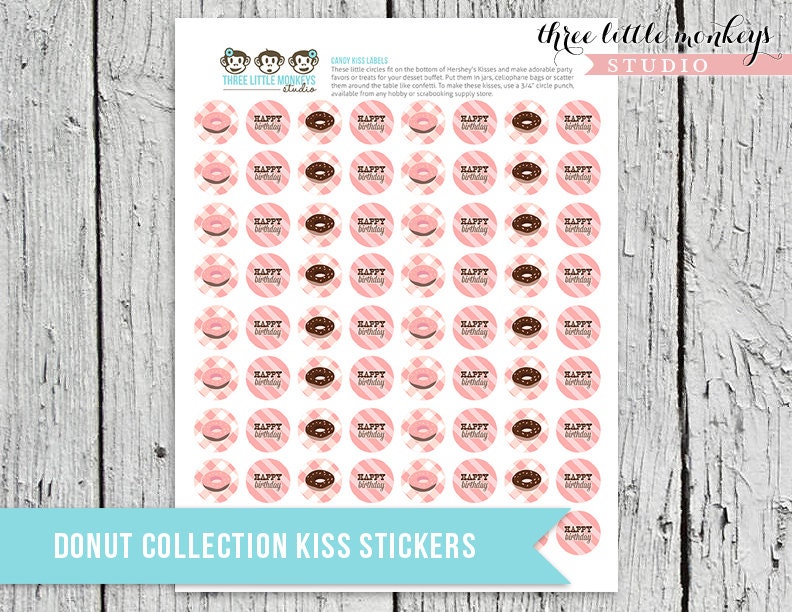Donut Shop Pajamas Candy Kiss Labels or Stickers Il_170x135