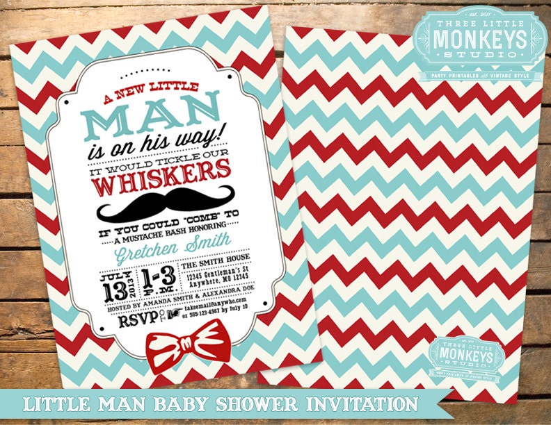 Vintage Little Man Little Mister Mustache Bow Tie Baby Shower Party Pack - 31 items