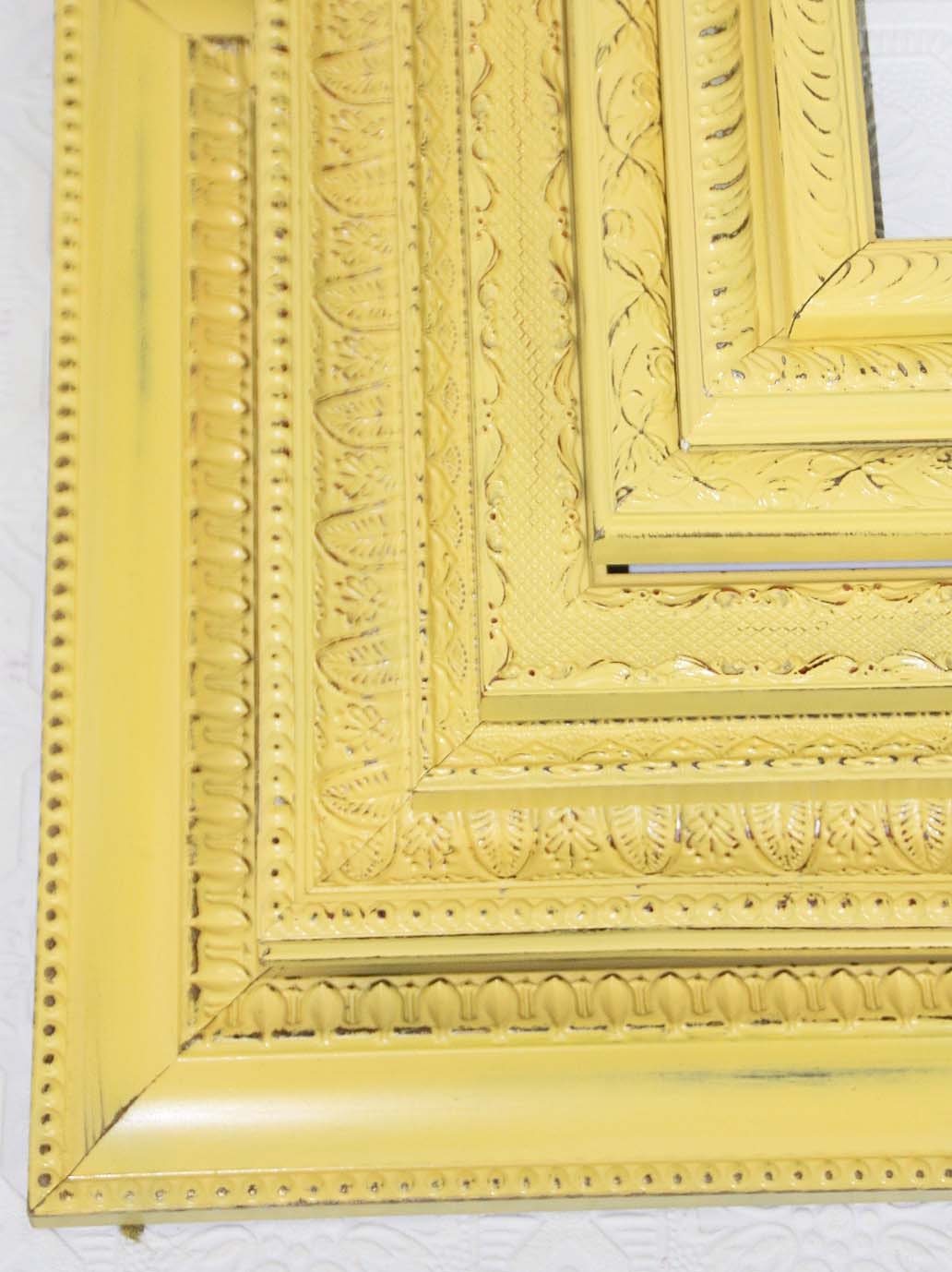 Custom Order Yellow Hand Painted  Shabby Chic Vintage Distressed Frame Set Made To Order