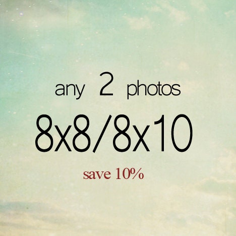 Any two photos 8x8 and/or 8x10. Customize. Choose your size, nature photo, vintage, home decor wall art, Discounted Set