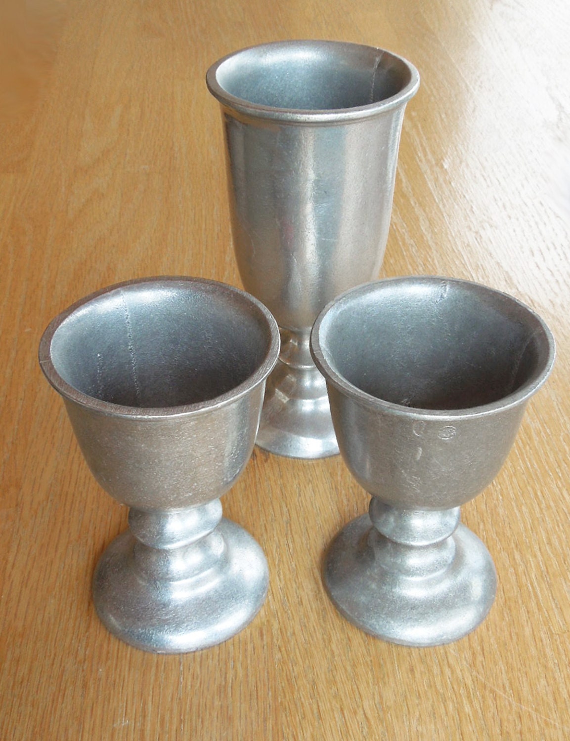 Vintage pewter wine goblets Les Miserables style by indiecreativ