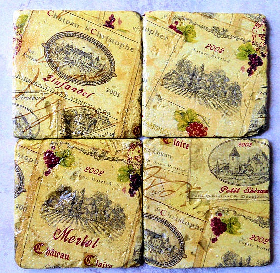 Tuscan Wine Labels Coasters