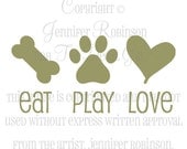 Eat Play Love Vinyl Decal Sticker - ANY Color