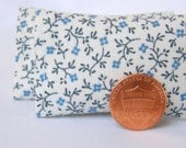 Dollhouse Miniature Set of 2  Pillows, White with Tiny Blue Flowers- 1:12 scale