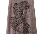 Tanktop - Born to die, grey. Racerback, vest, skull, tribal, tattoo, girl, flowers, piercing, punk