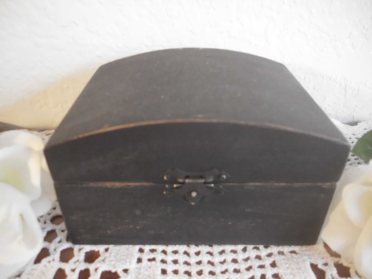 Black Jewelry Box Rustic Distressed Shabby Chic Dresser Paris French Home Decor Birthday Gift For Him Her Office Man Cave Bedroom Home Decor