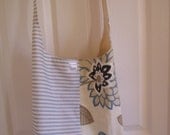 Cross Body Sling Bag, Cotton Duck Lined Bike bag, Bucket Sling tote, Two Tone Market Tote Bag