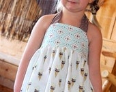 Ice Cream Social Top - Brown and Aqua Ice Cream Cone Halter top