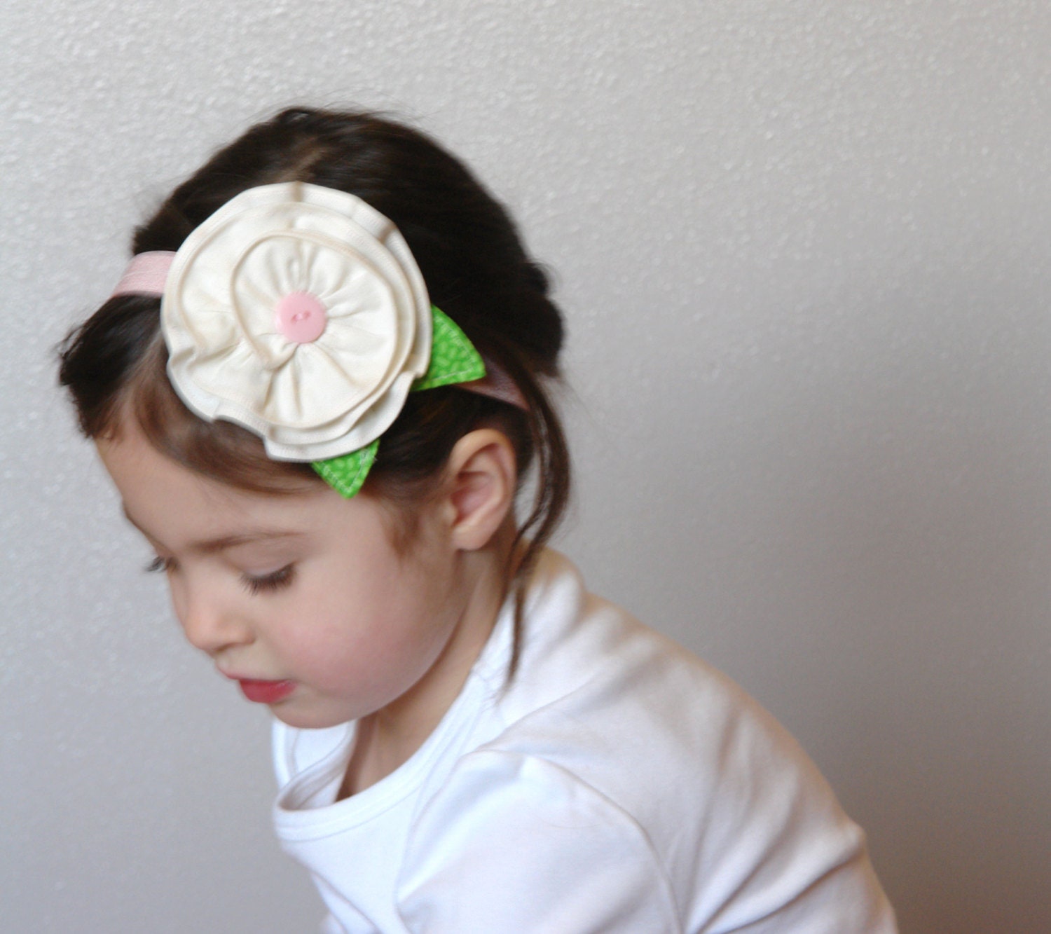 Girls Easter headband, flower girl headband, cream dreamy hair clip, boho bohemian headband, pink headband, botanical, nature inspired