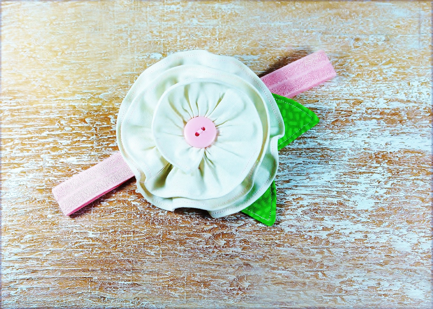 Girls Easter boho headband,, flower girl headband, cream hair clip, pink headband, botanical, garden flower hair clip green