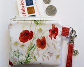 Poppies in the Wind Coin Purse w/ Red Strap