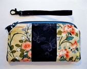 Oriental Flower Cotton Wallet w/ Strap