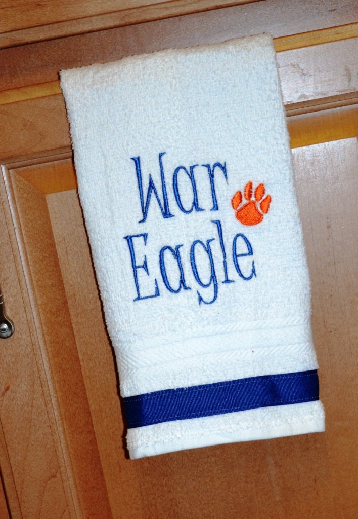 SALE - War Eagle Embroidered Kitchen Towel