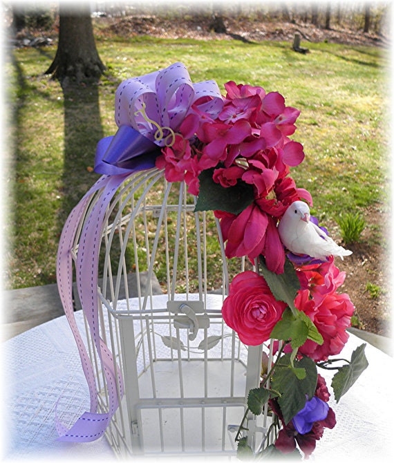Wedding Card BIRDCAGE Bird Cage Box  Flowers Money Card Box CUSTOMIZE Cottage Chic Your Colors Flowers Ivy  Centerpiece Decoration
