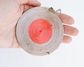 Coral and nude spiral necklace, geometric, minimalist, tangerine, beige, satin cords, summer, trends, circle, gift for her