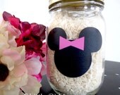 Minnie Mouse Chalkboard Vinyl Labels -set of 25 labels - Birthday Party, Playroom, Mickey Mouse, Favor - FREE CHALK MARKER