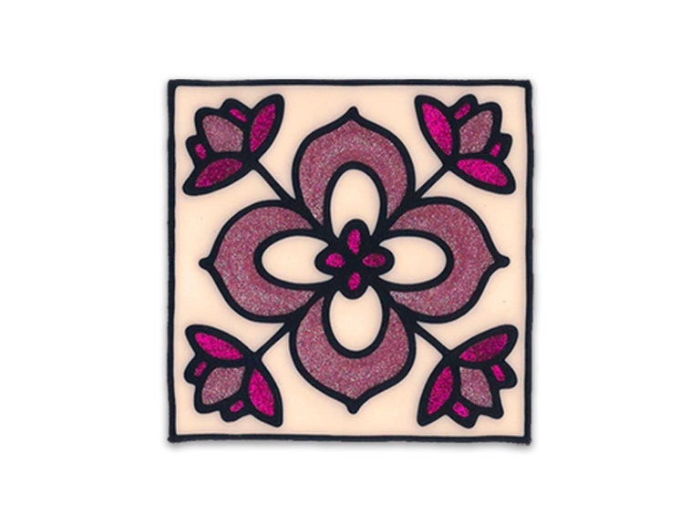 Tile stickers - home decoration - kitchen / Bathroom design -  tile design -   no glue - multiple use  -handmade  stickers - 9.5/9.5 cm