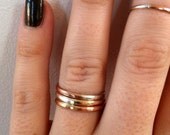 Set of 3 Aura Rings- 3 Metals in One Ring - Pink Gold, Yellow Gold, and Sterling Silver -- Stacking, Layering, Knuckle Ring
