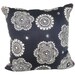 Cushion cover Messy Posey design. White design on slate Linen with pink piping 48cmx48cm