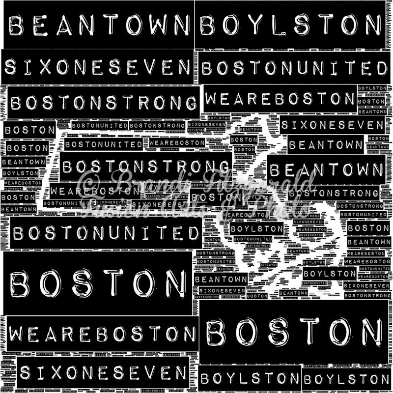 Boston Typography 10" x 10" City Colorful Paintographic Fine Art Print.