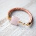 Light Pink Quartz on Leather Cord Bracelet by pardes israel