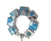 Resin Jewelry, Recycled jewelry, Starbucks Jewelry, Custom Bracelets, Silver Bracelets (Winter)
