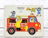 Fisher Price Wood Puzzle Fire Engine Little People