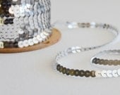 vintage ribbon - silver sequins (5 yards)