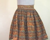 Vintage Ethnic Paisley Apron Over Skirt Handmade Chic Gypsy Boho Fashion Orange Yellow Fashion Gift for Her