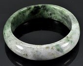 RESERVED. Do not purchase. ............ Green and White Jade Bangle. Natural color. Untreated.