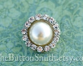 Metal Rhinestone & Pearl Button "Audrey" (21mm) RS-033 - 20 piece set