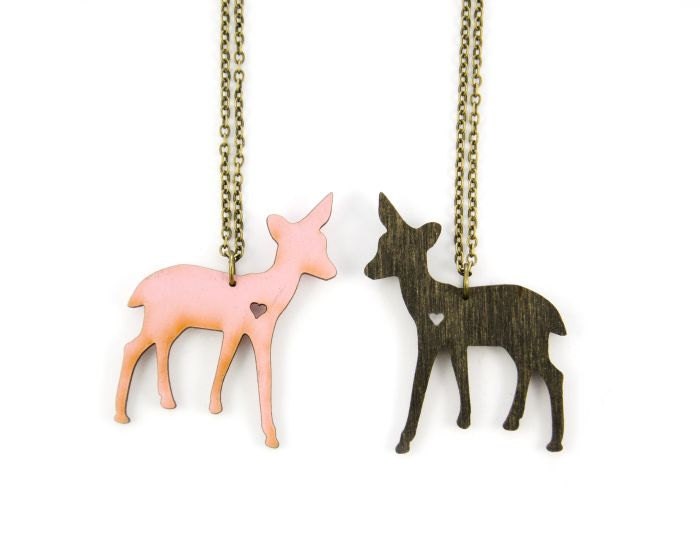 Doe, A Female Deer Necklace - Handmade - Laser Cut
