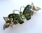 Mothers Day Gifts -  Hair Barrette Butterfly with Green Rhinestones