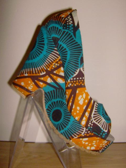 Handmade African Wax Print Covered Wedges Shoes