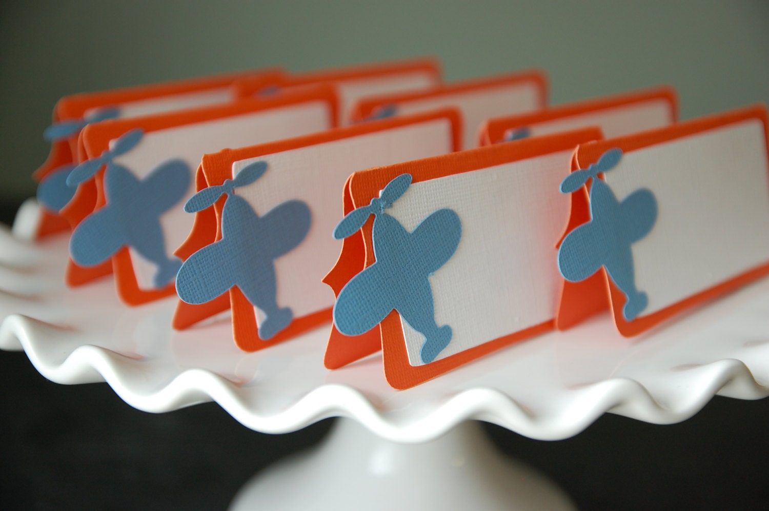 Airplane Food Labels, Place Cards, Airplane Party, Airplane Baby Shower, Airplane Theme, Airplane Birthday,12 Pcs Orange Blue Il_570xn