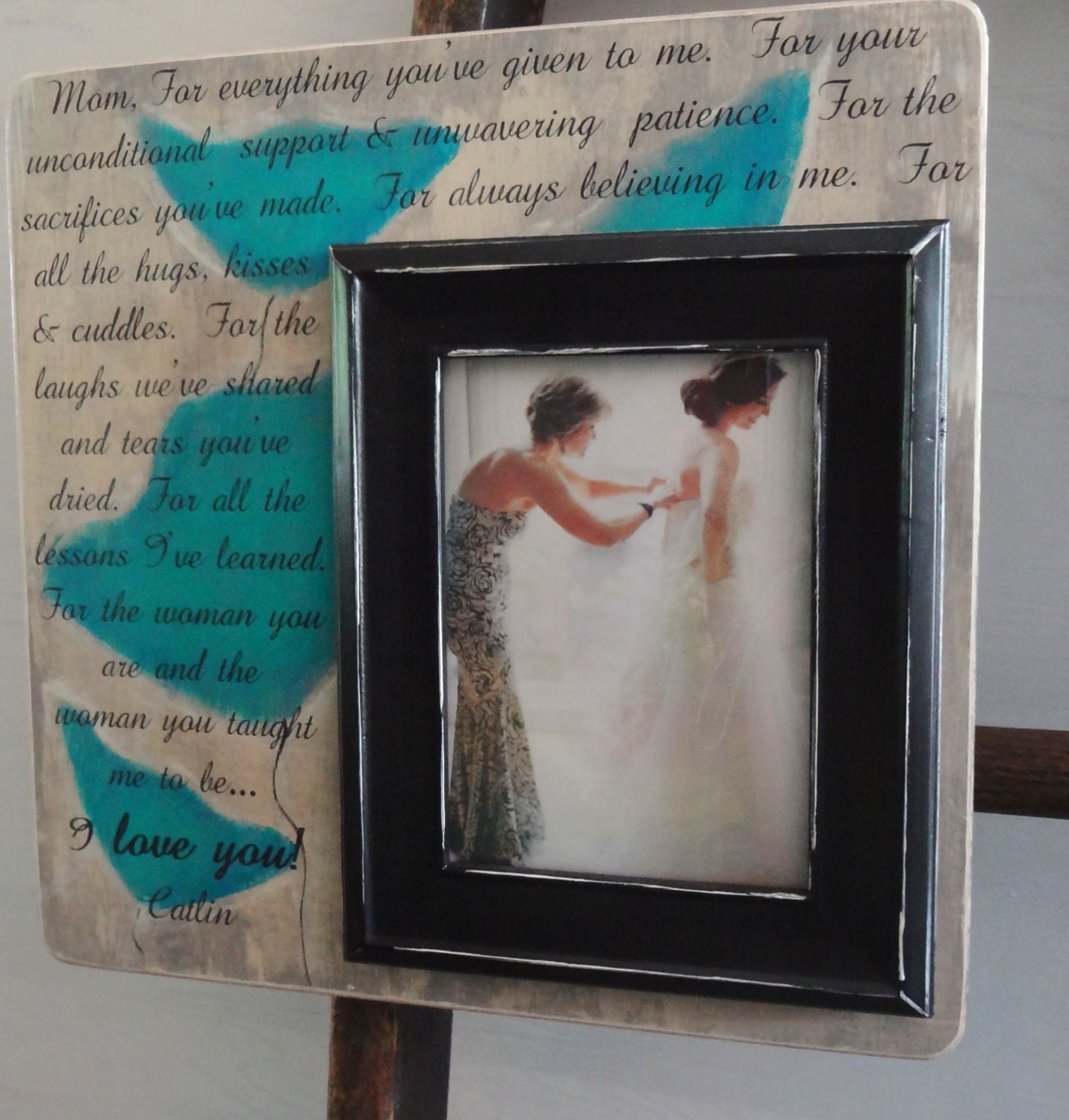 Wedding Frame to Mom Grandma Aunt Friend from Bride 13 x 13 with 5 x 7 Frame Custom Gift Present