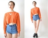 Vintage 90's Cropped Destroyed Bottom Orange Sweater