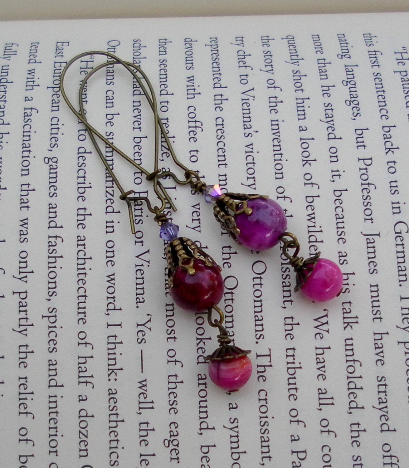Pink Purple Earrings Crazy Lace Agate Tanzanite Spring Summer