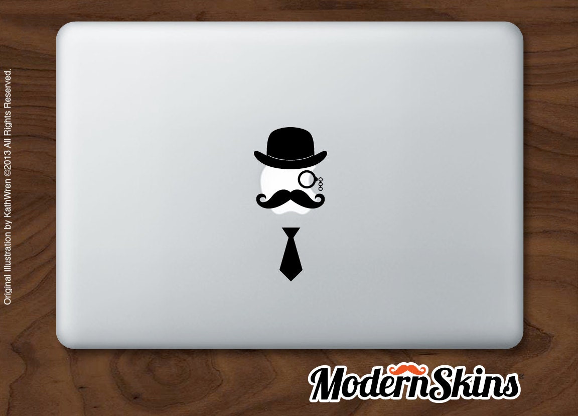 Laptop Mustache and Monocle - FREE SHIP