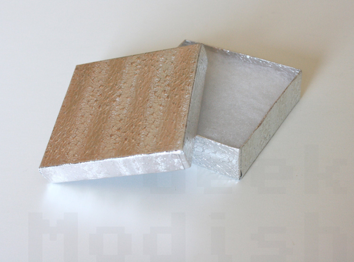 50 Silver Jewelry Gift Boxes, Free Shipping, Cardboard, Cotton Filled, Packaging Supplies, 3" x 3"