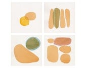 CELLS, 4 original watercolour paintings and ink drawings on paper, 6x6 inches, 15x15 cm, natural colors