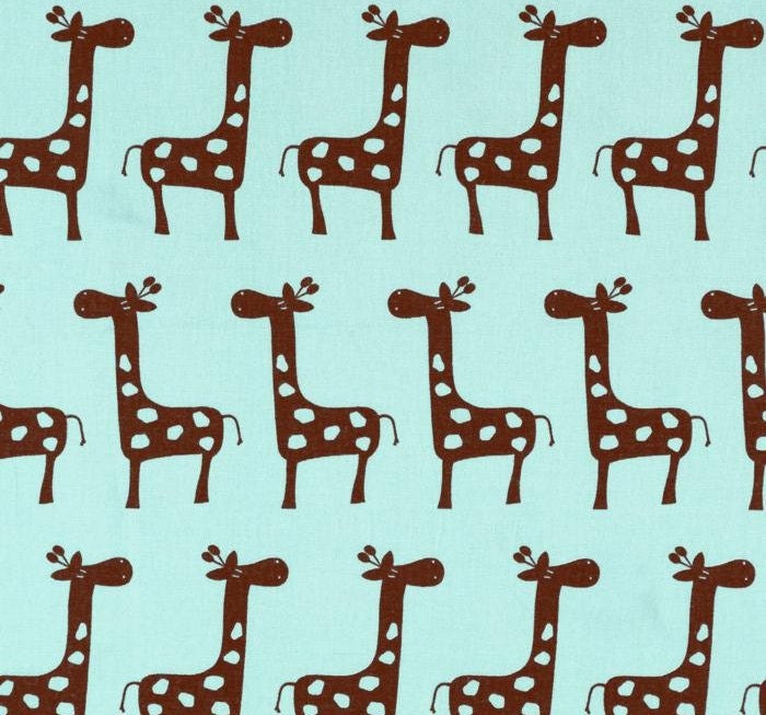 2 Yards Giraffe Fabric - 70" x 60" Premier Prints Brown Giraffe on Blue - Almost TWO Yards of Fabric